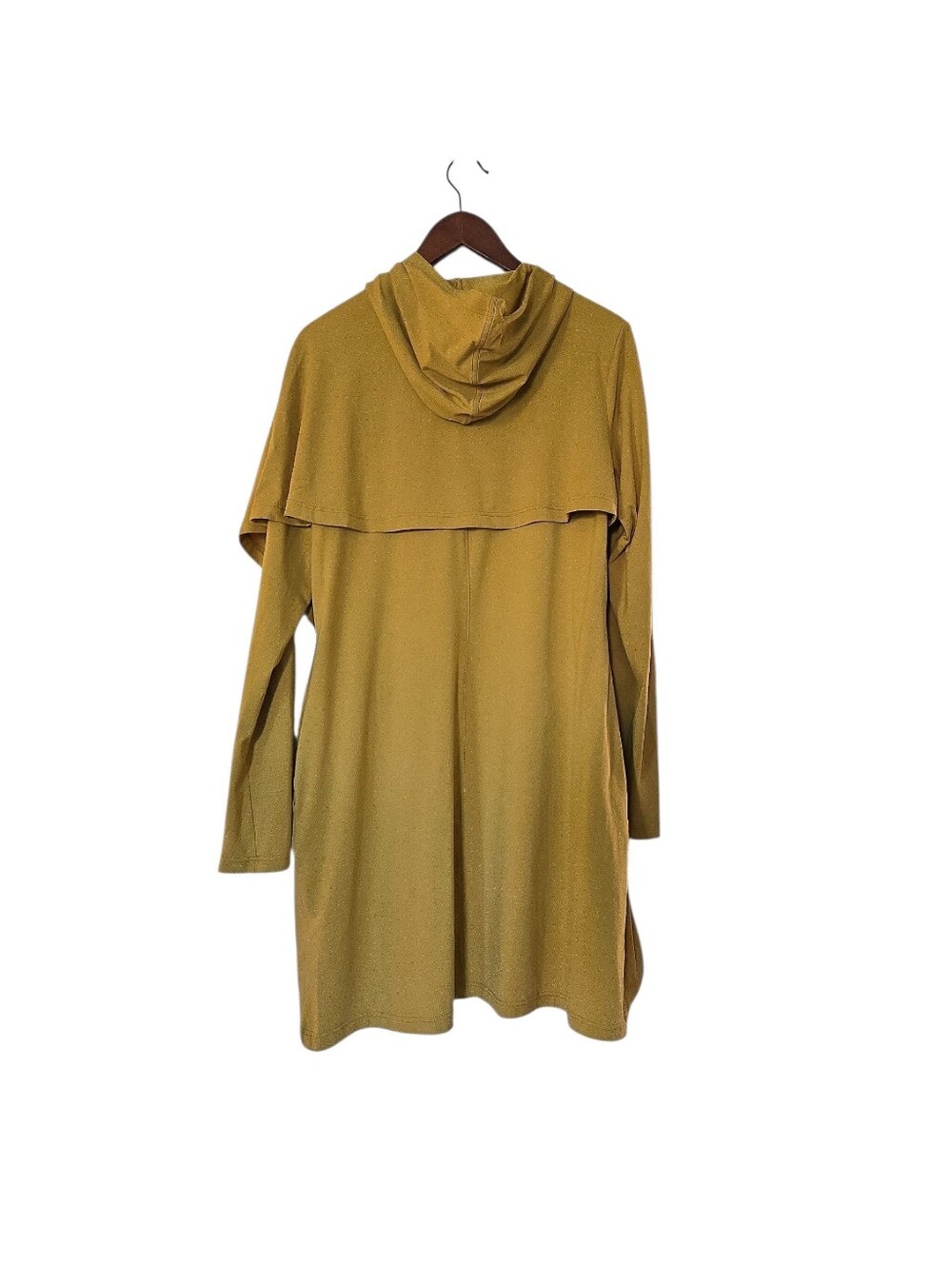 Shukr Clothing Mustard Long Sleeve Hooded Asymmetric Wrap Style Tunic Size Large - Picture 2 of 5